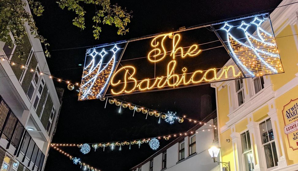 Christmas Lights above The Barbican